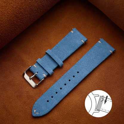 Wristband 20mm 22mm 4mm 16mm 18mm Quick Release Soft Suede Strap Brown Watch Bands Calfskin Bracelet Women&Men Accessories