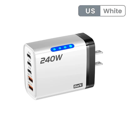 Type C USB 240W Fast Charging Charger GaN USB C Phone Charger Wall Adapter Quick Charge 3.0 With PD Cable For iPhone 17 Samsung