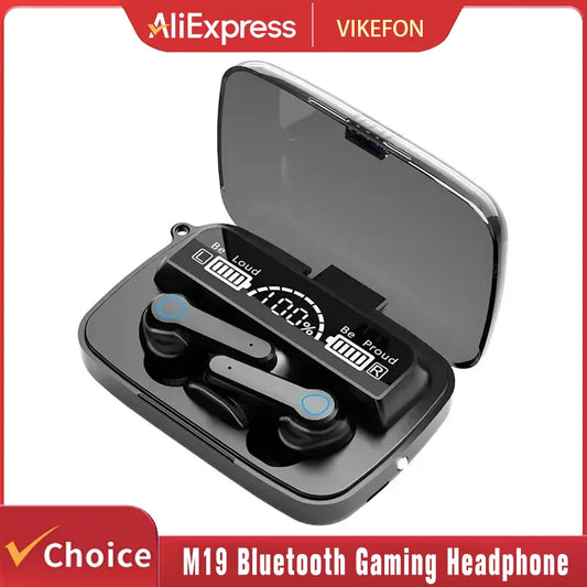 New M19 TWS Bluetooth Headphones 9D High Fidelity Wireless Headphones Touch IPX7 Waterproof Digital Display Headphones