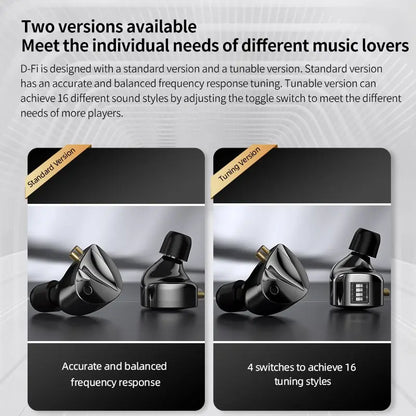 KZ D-Fi Earphones HIFI Bass Earbuds Monitor 4-Level Tuning Switch Headphone Sport Stereo Sound Noise Reduction Headset