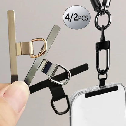 4/2PCS Ultra-thin Stainless Mobile Phone Lanyard XYun Gasket Upgrade Ears Bent Detachable Anti-lost  Tether Safety Connect Card