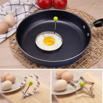 Stainless Steel Egg Mold Ring Round Heart Flower Five Pointed Star Mickey Mouse Shape Kitchen Utensil