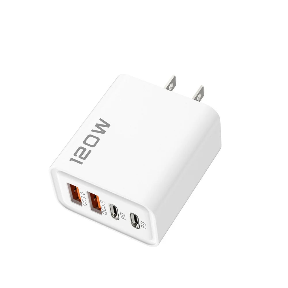 120W USB Fast Charger Quick Charge 3.0 Type C Mobile Phone Charger Adapter For iPhone Samsung Xiaomi EU/US/UK Plug Wall Charger