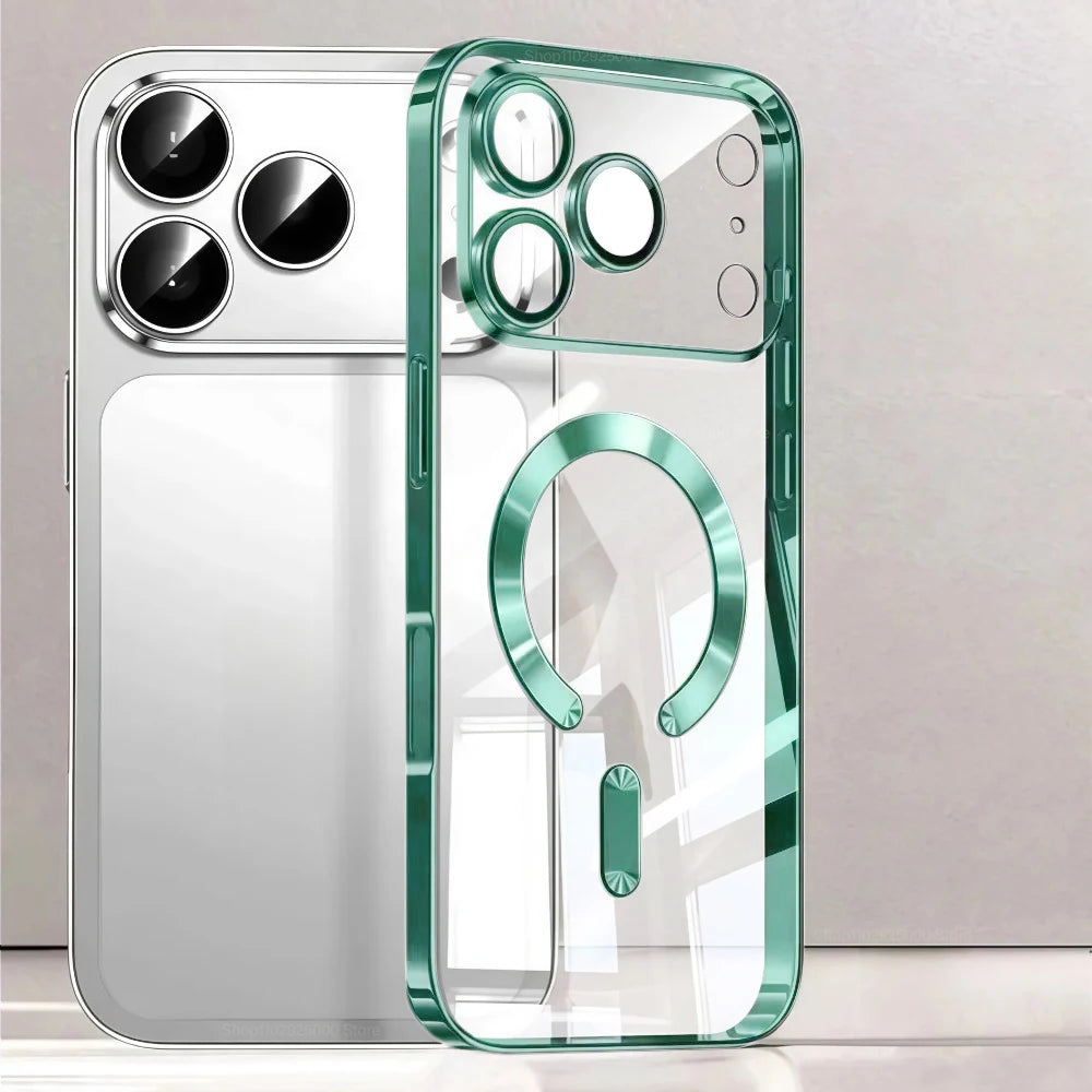 Luxury For Magsafe Magnetic Plating Phone Case For iPhone 17 Air Pro Max 17Pro Bumper Case For iPhone17 Pro Max Clear Back Cover