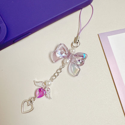 1pcs Phone Charm HYun Phone Chain Trendy Pendant Bow Lanyard Mobile Phone Strap Sweet Girl Key Cord Mobile Lanyard Jewelry Gift