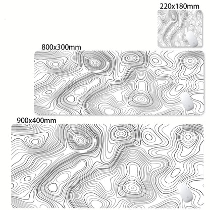 Black White Strata Abstract Design Gaming Mouse Pad Non-Slip Lock Stitched Edge Large Office Desk Mat for Computer and Keyboard
