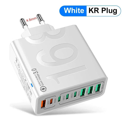 Total 150W 8 Ports USB C Charger Fast Charging PD  Mobile Phone Quick Charger 3.0 Wall Adapter For iPhone Samsung Xiaomi Huawei