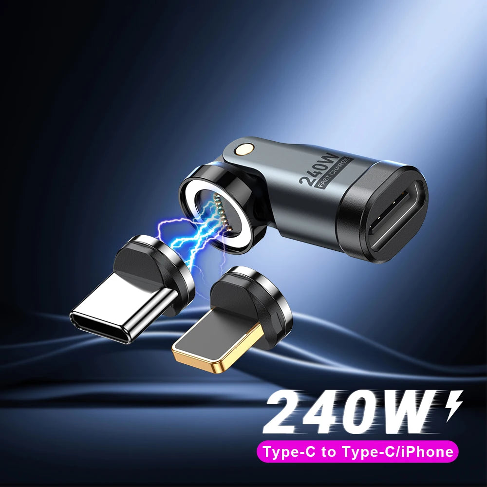 AUFU 9Pin Magnetic USB C OTG Adapter PD 240W Fast Charging Magnet Type C Female Connector for iPhone 17 16 Xiaomi Macbook Laptop