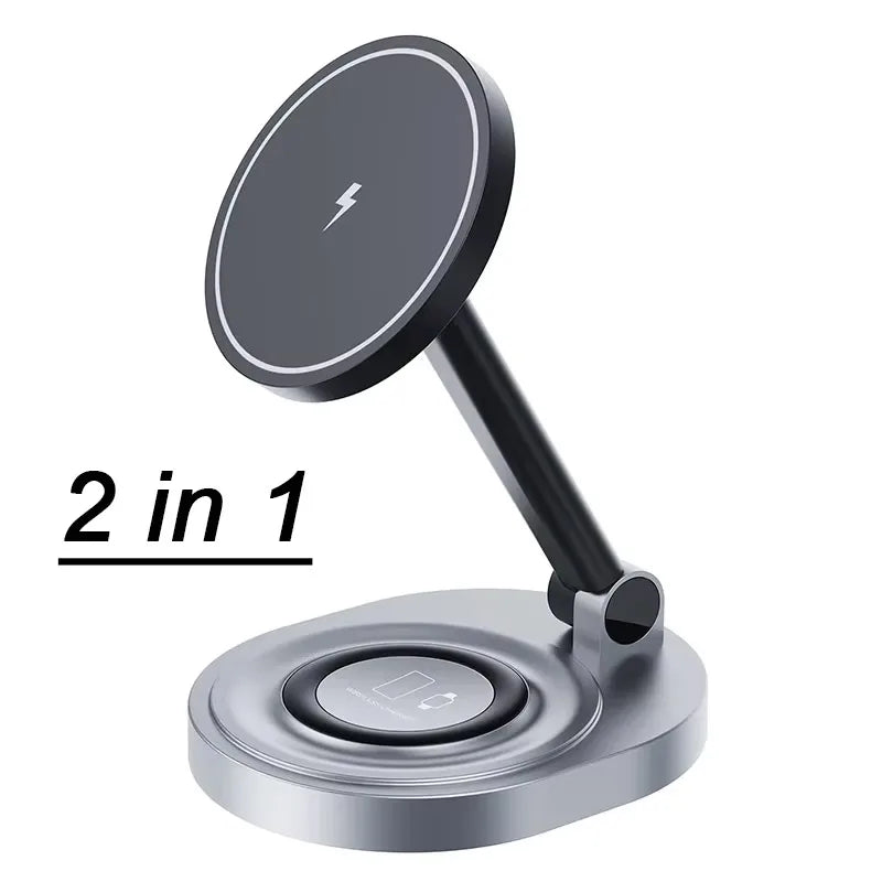 Magnetic 2 In 1 Wireless Charger Stand  Pad Fast Charging Station Dock For iPhone 15 14 13 12 Pro Max Apple Watch 8 7 6 Airpods