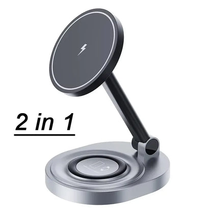Magnetic 2 In 1 Wireless Charger Stand  Pad Fast Charging Station Dock For iPhone 15 14 13 12 Pro Max Apple Watch 8 7 6 Airpods