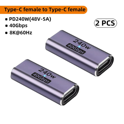 USB C Female to Female Adapter with PD 240W 40Gbps 8K 60hz Video Compatible for Thunderbolt 4/3  MacBook Pro/Air iPad USB-C HUB