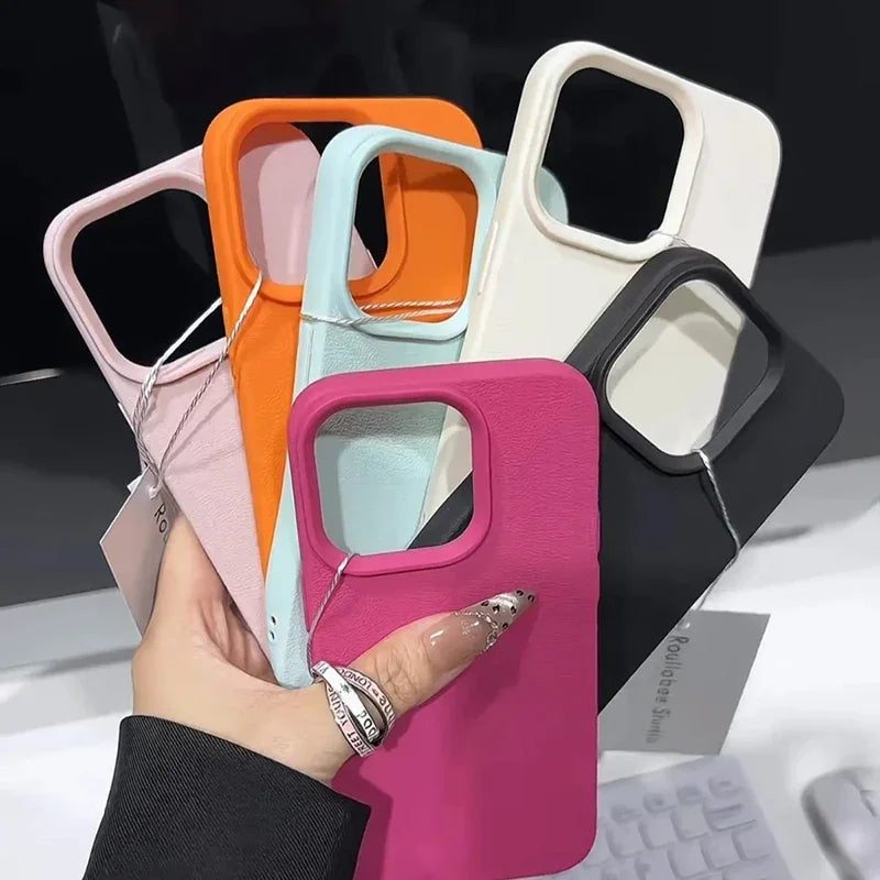 Candy Color Lichee Pattern Soft Phone Case For iPhone 17 Pro Max 11 12 13 14 15 16 Pro Max 17 Air 16E X XS XR Shockproof Cover