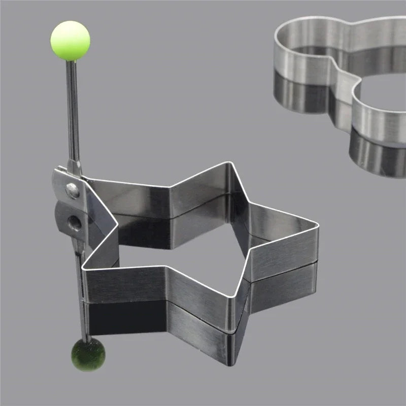 Stainless Steel Egg Mold Ring Round Heart Flower Five Pointed Star Mickey Mouse Shape Kitchen Utensil