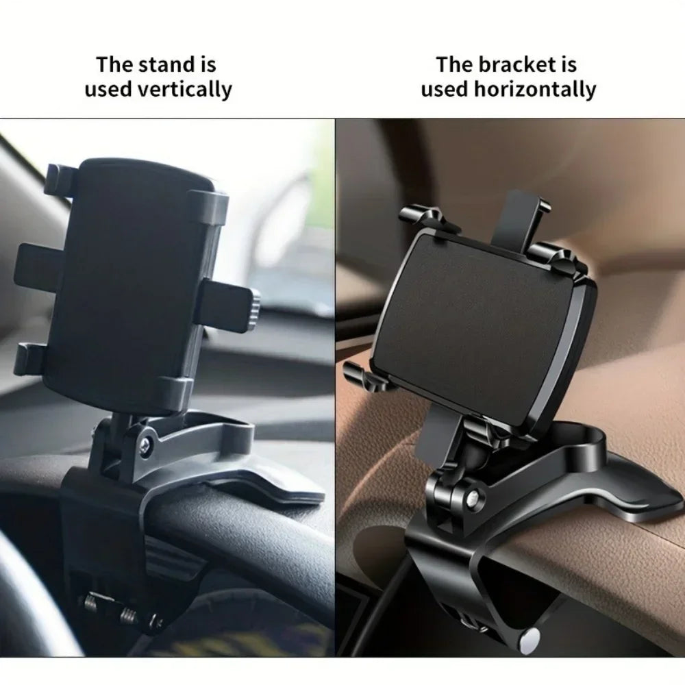 360° Rotatable Car Phone Holder Universal Dashboard Easy Clips Mount Stand Cellphone Holder for GPS Navigation Car Accessories