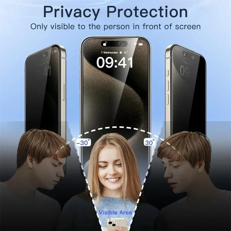 2/4 Privacy Screen Protector For iPhone 17 Pro Max Anti-Spy Glass For iPhone 16 15 14 13 12 11 Pro Max Privacy Film iPhone 17