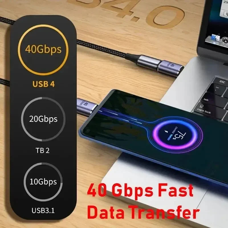 USB4.0 Magnetic Adapter USB C To Type C 40Gbps 140W 100W Fast Charging Magnet Converter