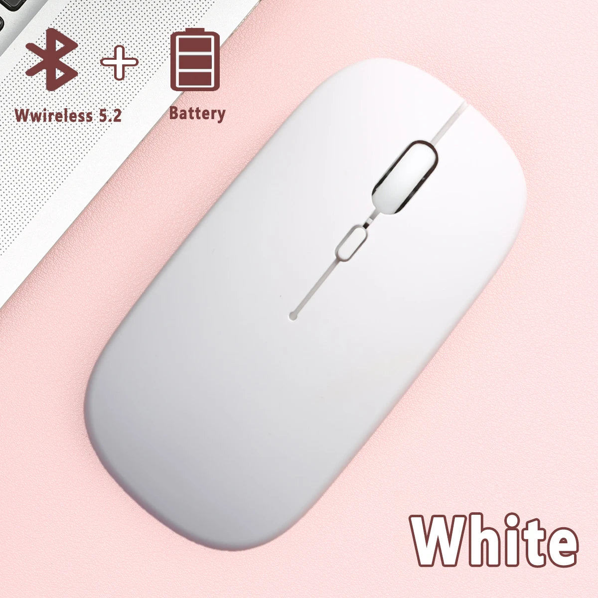 Bluetooth 5.0 Wireless Mouse Ultra Slim Portable Silent Ergonomic for Laptop Tablet PC MacBook Phone Adjustable DPI Ergonomic