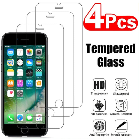 HD Protective Glass For iPhone SE 2020/ SE 2022/iPhone 6 6S 7 8 Plus 2/4Pcs Transparent Screen Protector 9H