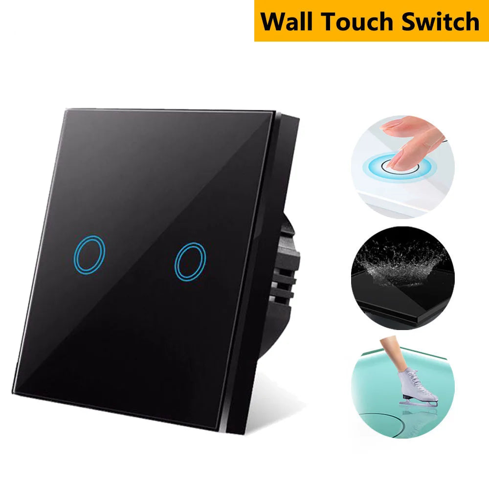 Szaoju EU Touch Switch AC100-240V Led backlight Panel Tempered Crystal Glass wall Light sensory Switches 1/2/3 Gang Interruttore