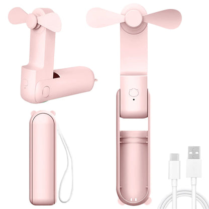 Portable Handheld Fan Cute Mini Fan 500mAh Battery 2speed Adjustable Low-Noise Electric Fan Student Gift Outdoor Fan Folding Fan