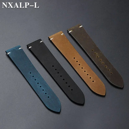 Vintage Oil Wax Leather Watch Band 18mm 20mm 21mm 22mm Handmade Stitching Cowhide Strap for Omega for Seiko Smartwatch Wristband