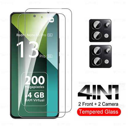 8 in 1 Tempered Glass For Redmi Note 13 15 Pro 5G Camera Glass Xiaomi Note13 14 Note14 13Pro 15Pro 4G HD Lens Screen Protector