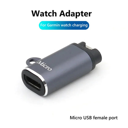 Type C/Micro/ios USB Charger Adapter For Garmin Fenix 7/6/5 Instinct 2S Venu 2 Plus EPIX forerunner 745 Watch Charging Converter