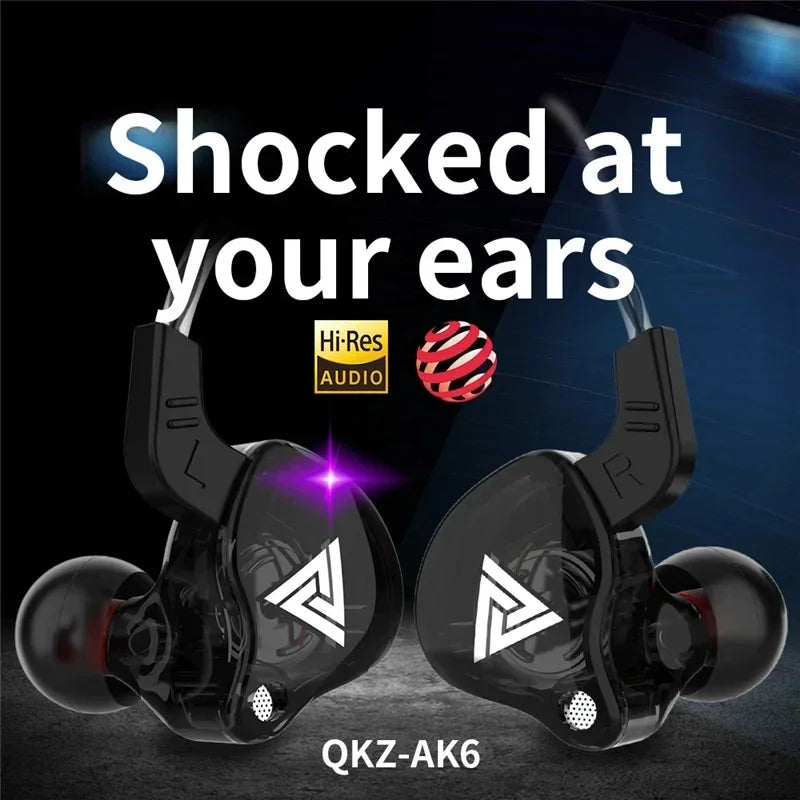 VIKEFON QKZ AK6 In Ear Earphone 6 Dynamic Driver Unit Headphone With Mic Stereo Sports HIFI Subwoofer Headset Monitor Earbuds