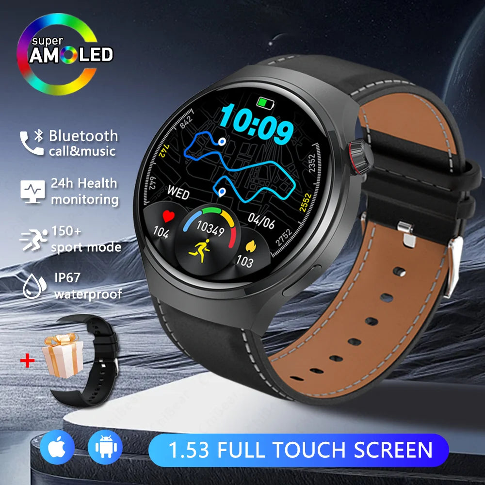 Watch 4 Pro Sports Smart Watch Men 360*360 AMOLED HD Screen Heart Rate Bluetooth Call IP68 Waterproof Music SmartWatch 2025 New
