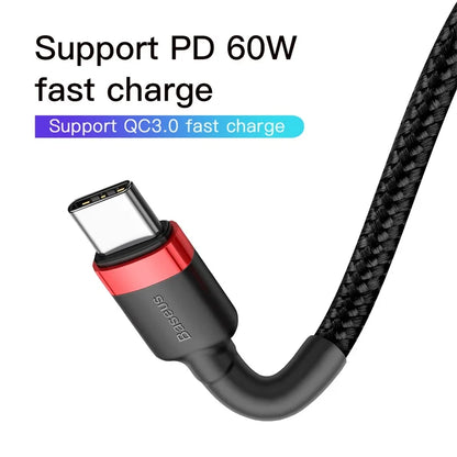 Baseus USB C to USB Type C Cable for MacBook Pro Quick Charge 3.0 60W PD Fast Charging for Samsung Xiaomi mi Charge Cable