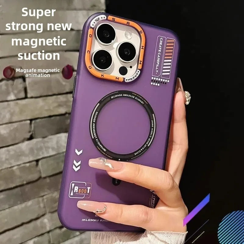 Matte Magnetic Phone Case For iPhone  16 15 13 12 14 Pro Max for Magsafe Wireless Charge Frosted Metal Lens Frame Buttons Cover
