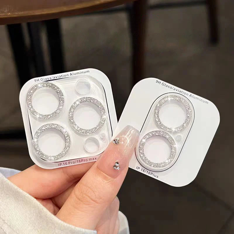 2PCS Bling Glitter Diamond Camera Lens Protector For Apple Iphone 16 15 13 12 Pro Max Sreen Zia Protectors Film For iPhone14plus