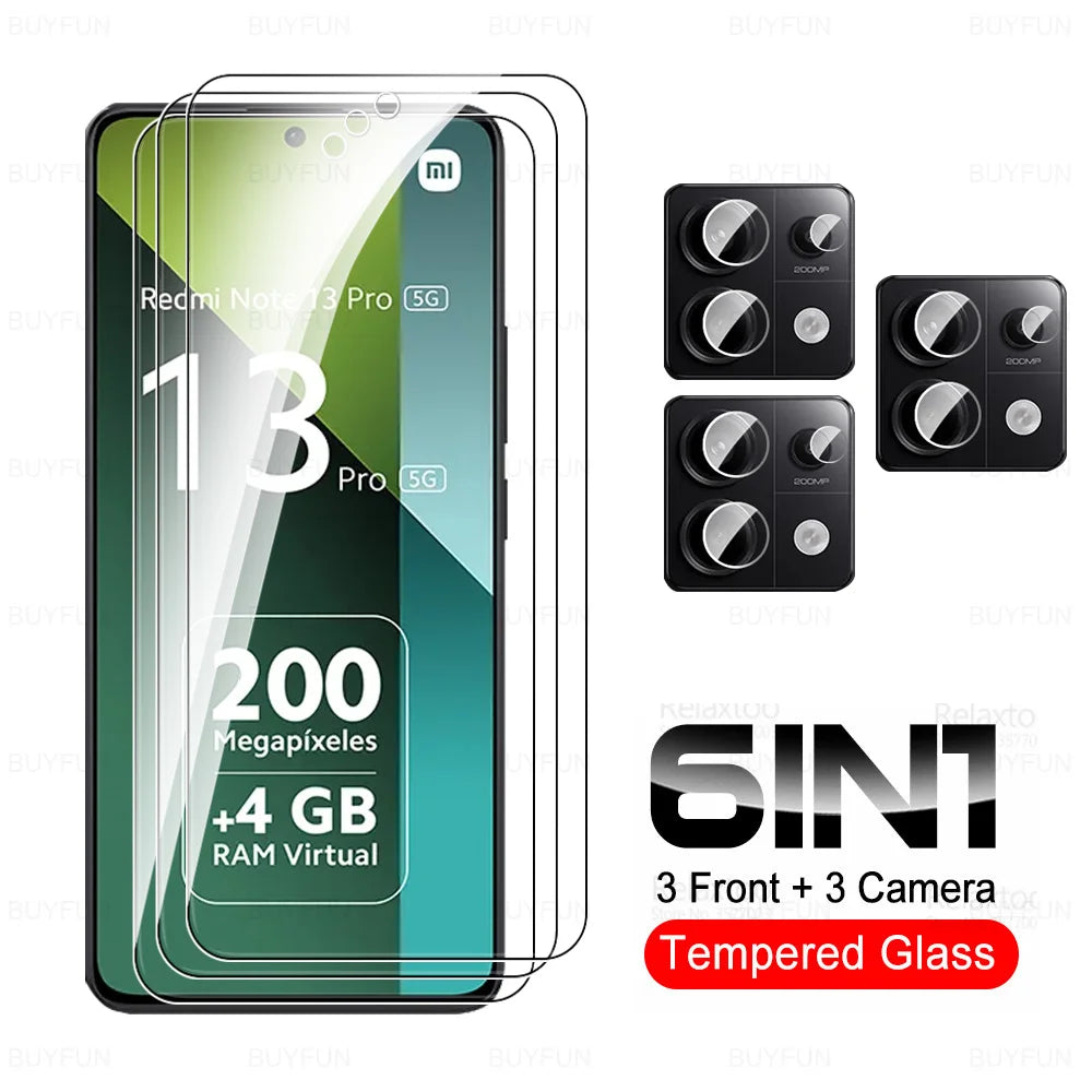 8 in 1 Tempered Glass For Redmi Note 13 15 Pro 5G Camera Glass Xiaomi Note13 14 Note14 13Pro 15Pro 4G HD Lens Screen Protector