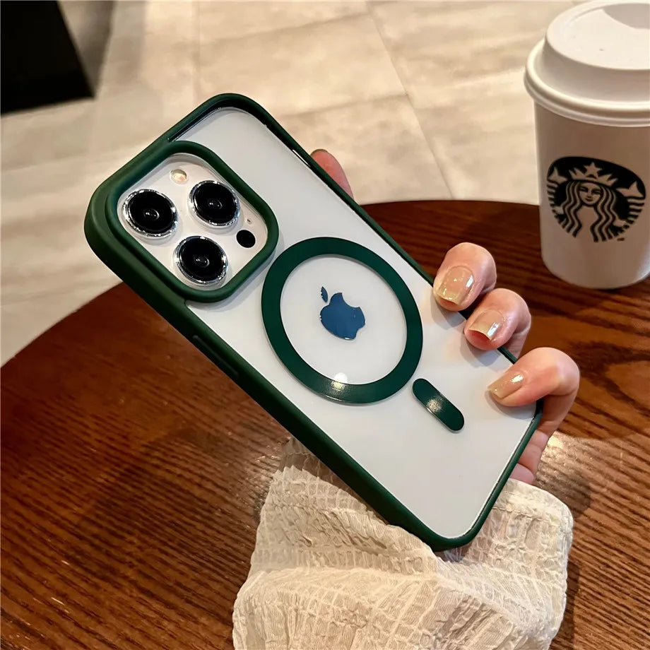 Luxury Magnetic Wireless Charge For Magsafe Case for iPhone 16 15 14 Plus 13 12 11 Pro Max Shockproof Transparent Bumper Cover