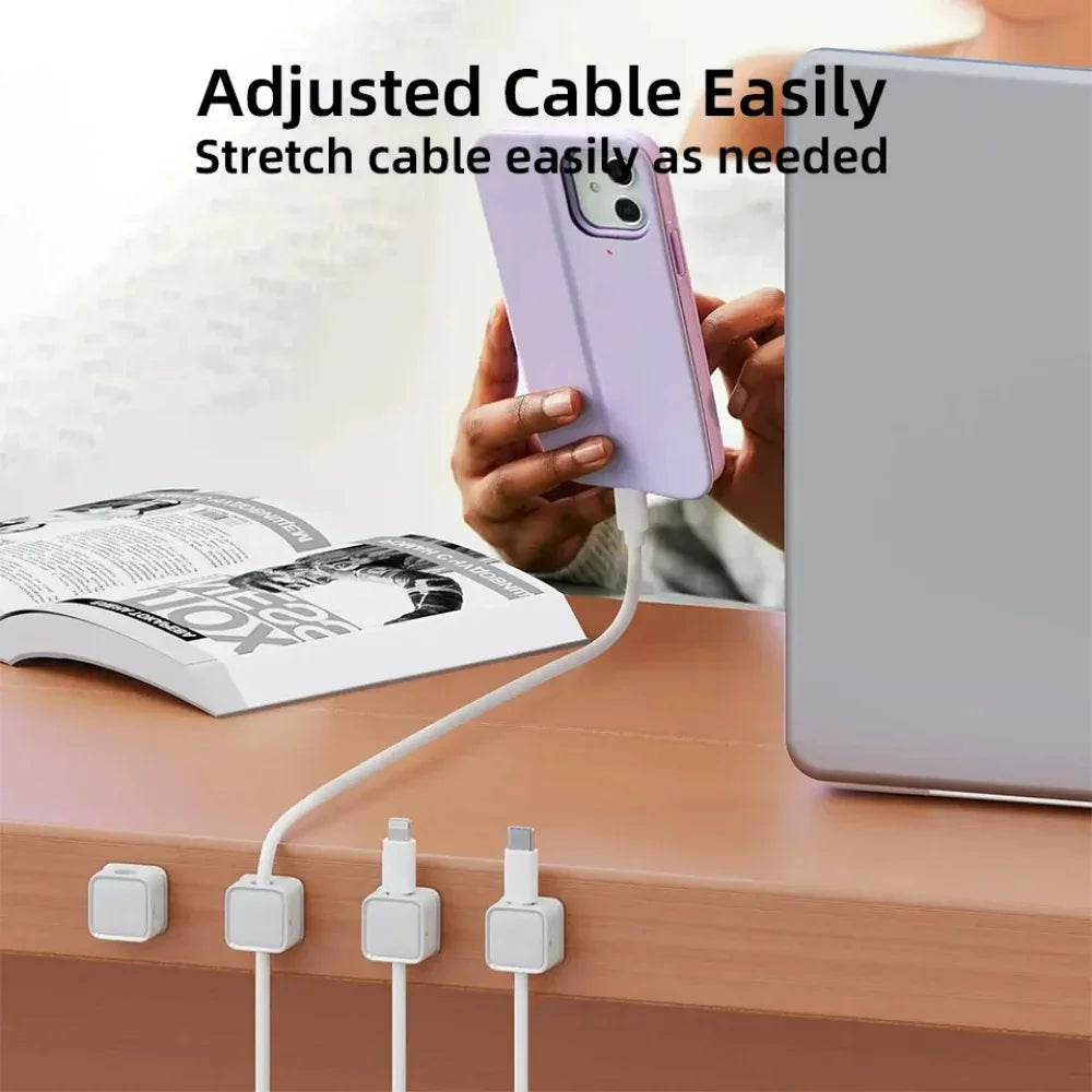 1/3/6 PCS Magnetic Cable Organizer Cable Clips Management Wire Keeper Wall Data Cable Winder Adjustable Cord Holder Under Desk