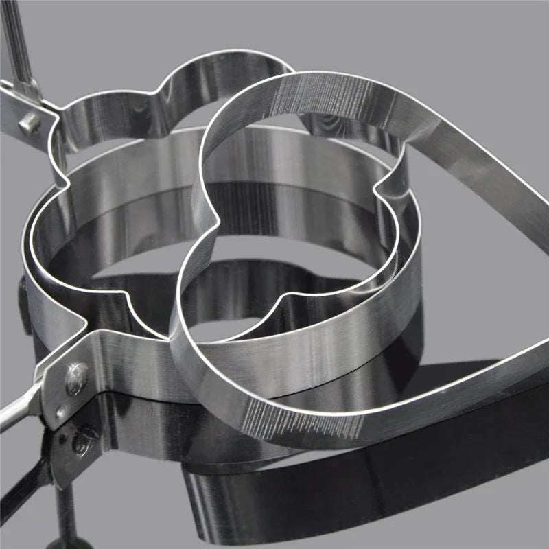 Stainless Steel Egg Mold Ring Round Heart Flower Five Pointed Star Mickey Mouse Shape Kitchen Utensil