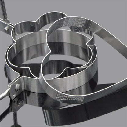Stainless Steel Egg Mold Ring Round Heart Flower Five Pointed Star Mickey Mouse Shape Kitchen Utensil