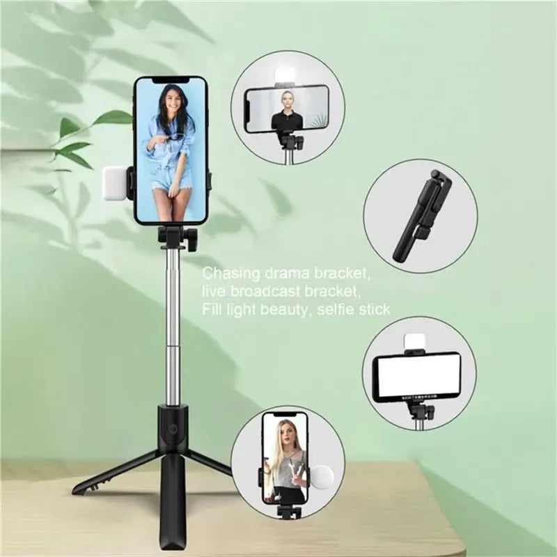 Selfie Stick Tripod With Bluetooth Wireless Remote Beauty Fill Light Phone Holder Stand Universal For All Smartphones