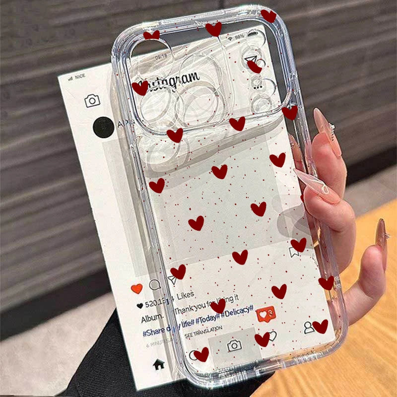Simple Love Heart Bow Polka Dot Clear TPU Phone Case For IPhone 17 16 15 Plus 11 13 14 Pro Max 17 Air 12 Mini 16E IPhone17 Cover