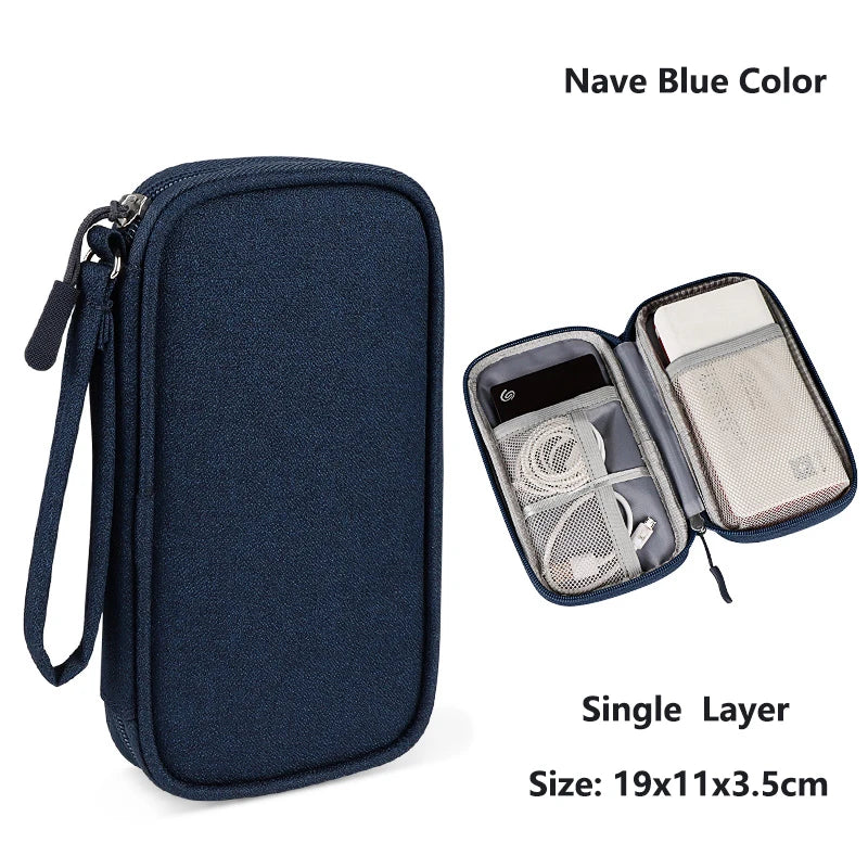 Data Cable Storage Bag Waterproof Travel Organizer Bag Portable Carry Case Layers Storage Bag for Cable Cord USB Charger