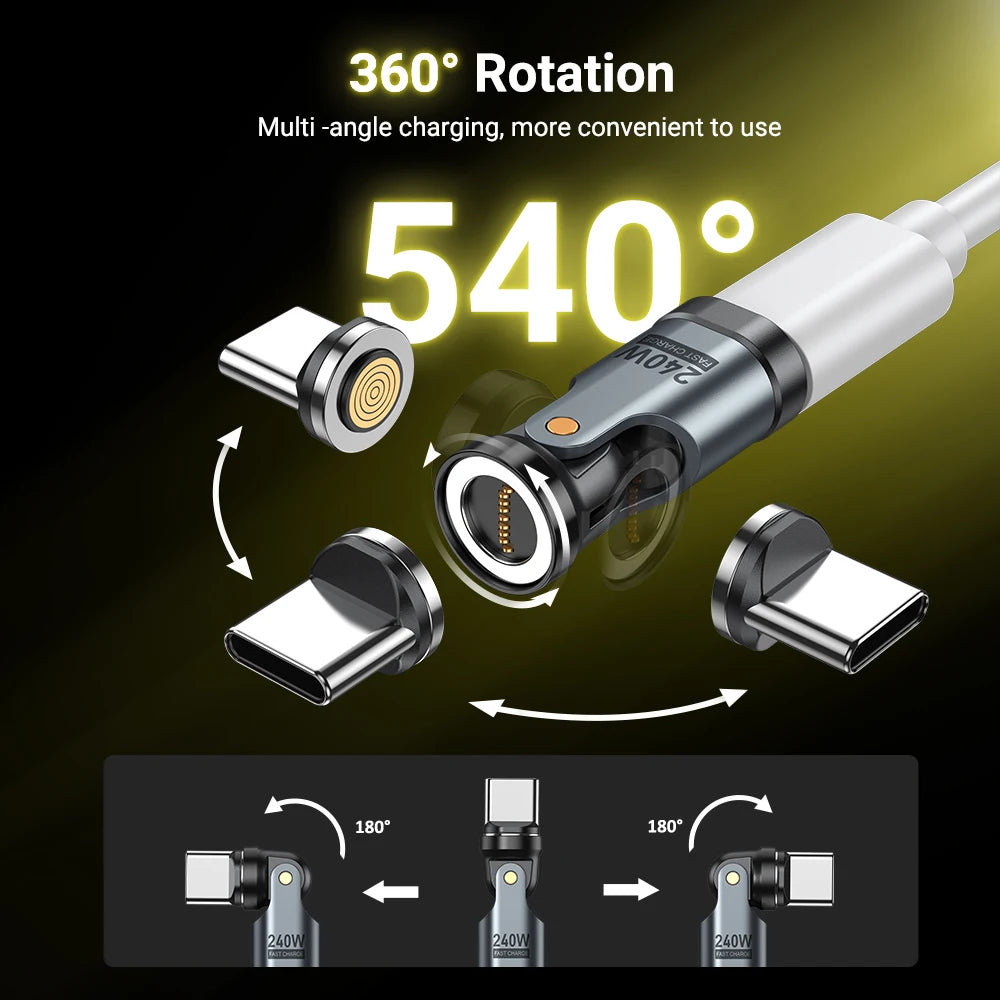 AUFU 9Pin Magnetic USB C OTG Adapter PD 240W Fast Charging Magnet Type C Female Connector for iPhone 17 16 Xiaomi Macbook Laptop