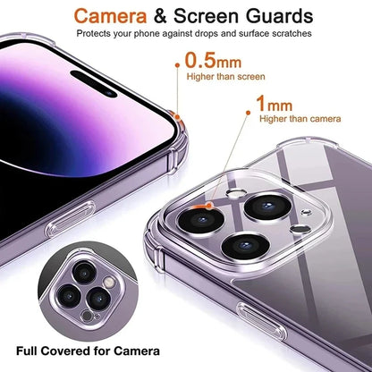 Shockproof Silicone Clear Phone Case For iPhone 13 11 12 14 17 Pro Max Mini Lens Protection Back Case For iPhone 15 16 PRO XS XR