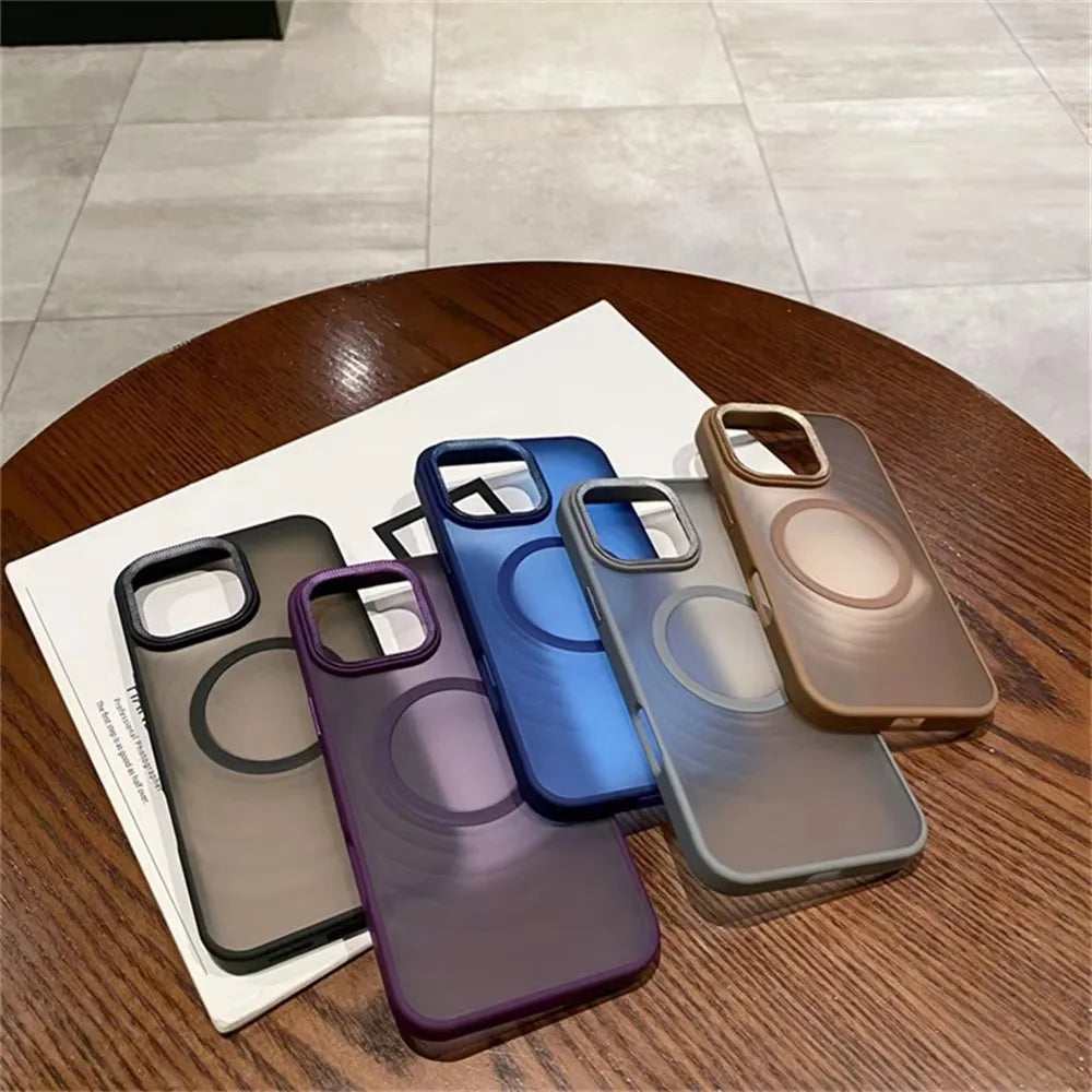 Luxury Spiricle Camera Protection Case for iPhone 15 16 Pro Max 16 Magsafe Cases for iPhone 14 12 11 13 17 Pro Max Matte Cover
