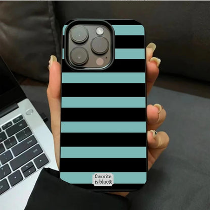 Blue Stripe Luxury Phone Case For iPhone 16 17 ProMax 15 14 13 12 11 Pro Niche Y2K Phone Cases Fundas