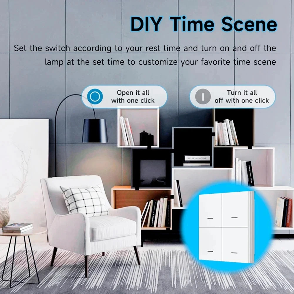 Tuya Zigbee Wireless Scene Switch 4 Gang Smart Push Button Automation Scenario Controller Smart Life Intelligent Linkage Alexa