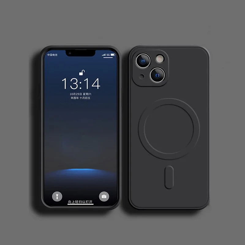 Liquid Silicone Shockproof Case For iPhone 17 16 15 14 13 12 11 Pro Max Plus Phone Magnetic Wireless Charger For Magsafe Cover