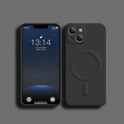 Liquid Silicone Shockproof Case For iPhone 17 16 15 14 13 12 11 Pro Max Plus Phone Magnetic Wireless Charger For Magsafe Cover