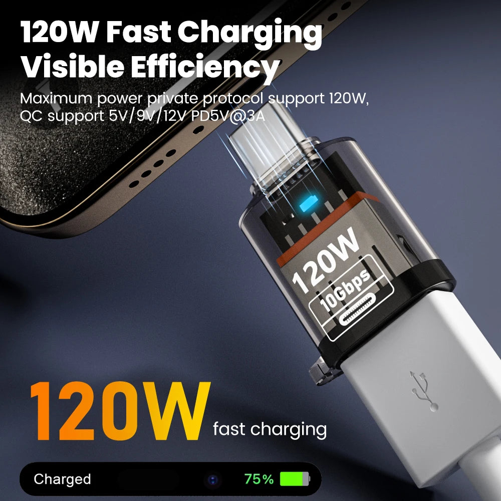 120W Type C To USB A OTG Adapter USB3.2 To Type C Female Fast Charging Converter For iPhone 15 16  Macbook Huawei Samsung Xiaomi