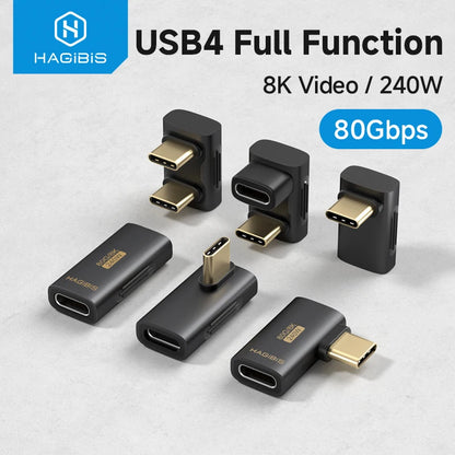 Hagibis USB C to C Adapter 90 Degree Right Angle Converter 80Gbps USB4 Data Cable Extension for Thunderbolt 5/4 iPhone 17 Laptop
