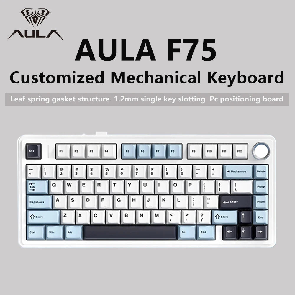 AULA Mechanical Keyboard F75 2.4GWireless/Bluetooth/Wired Gaming Mechanical Keyboard Can Freely Switch Between Game/Office Modes